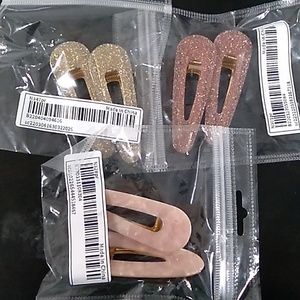 Nwt big hairclips sparkly gold, sparkly pink, marble pink